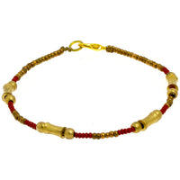 Load image into Gallery viewer, Messing Armband Zylinder konkav braun Perlen golden nickelfrei antik Tribal 22 cm Karabiner
