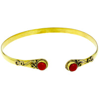 Load image into Gallery viewer, Messing Oberarmreif Armreif golden Jaspis rund Zopf acht nickelfrei verstellbar antik Tribal Oberarm
