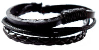 Cargar imagen en el visor de la galería, Lederarmband geflochten schwarz dreierlei verstellbar Armband Leder breit unisex nickelfrei
