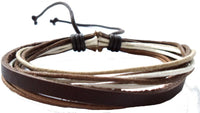 Cargar imagen en el visor de la galería, Lederarmband Schnüre braun hell dunkel weiß verstellbar Armband Leder breit unisex nickelfrei

