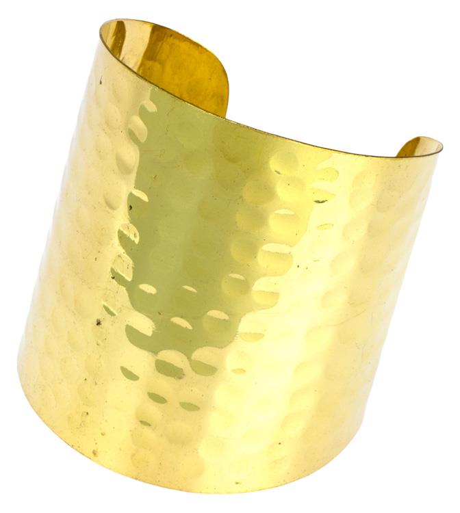 Messing Brass Armreif golden facettiert breit gewölbt nickelfrei verstellbar antik Tribal