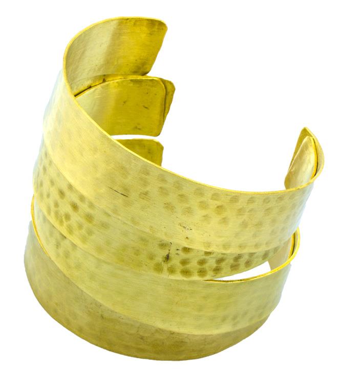 Messing Brass Armreif golden facettiert breit gewickelt nickelfrei verstellbar antik Tribal