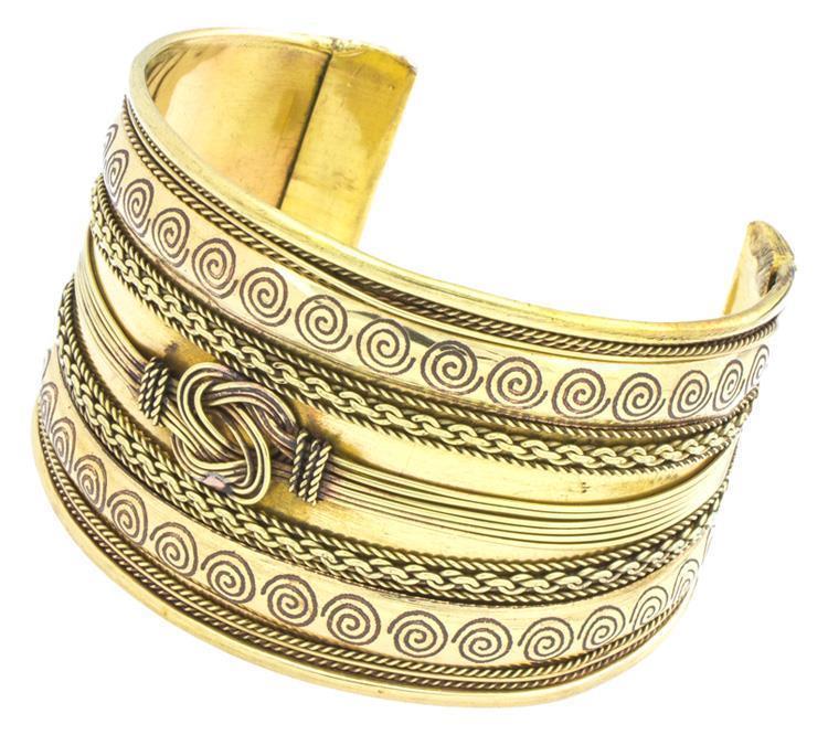 Messing Brass Armreif Spirale Knoten Ketten oxidiert gold nickelfrei antik Seile Tribal Schmuck