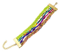 Cargar imagen en el visor de la galería, Ibiza Messing Armband mehrlagig golden grün Perlen nickelfrei antik Tribal 17,8 cm Karabiner
