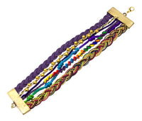 Load image into Gallery viewer, Ibiza Messing Armband mehrlagig bordeaux rot grün Perlen nickelfrei antik Tribal 17,8 cm Karabiner
