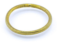 Cargar imagen en el visor de la galería, Messing Brass Armreif rund golden Plättchen oxidiert antik Tribal 65 mm Schmuck
