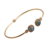 Load image into Gallery viewer, Messing Brass Armreif golden oval Seilmuster Labradorit nickelfrei verstellbar antik Tribal
