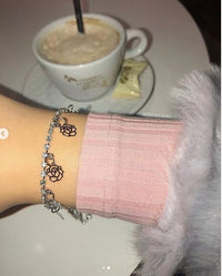 Load image into Gallery viewer, Glitzer Brass Armband Rosen Zirkonia weiß facettiert silbern 17-23 cm verstellbar
