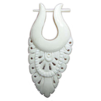 Cargar imagen en el visor de la galería, Bone Pin Creolen 63mm weiß Knochen Ohrringe Handarbeit verzierte Träne Schmuck
