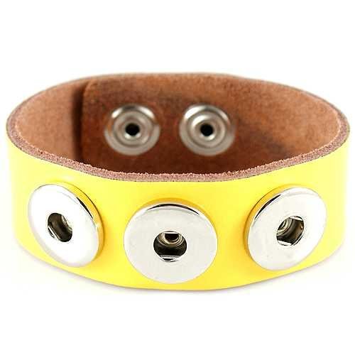 Lederarmband mit Buttons für Chunks Leder Armband Unisex Schmuck Druckknöpfe Armbänder gelb