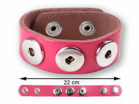 Load image into Gallery viewer, Lederarmband mit Buttons für Chunks Leder Armband Unisex Schmuck Druckknöpfe Armbänder pink
