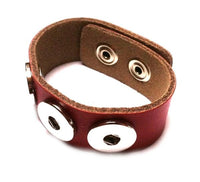 Load image into Gallery viewer, Lederarmband rotbraun Buttons für Chunks Leder Schmuck Druckknöpfe Armbänder
