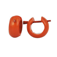 Load image into Gallery viewer, Holzcreolen Pin-Ohrringe Pin-Creolen Kokosholz Harz Damen Schmuck Orange
