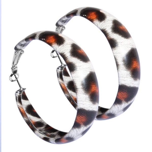 Ohrringe Creolen Ohrstecker Leoparden Muster orange weiß Damen Metall nickelfrei Acryl