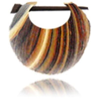 Cargar imagen en el visor de la galería, Holz Pin-Ohrringe gestreift braun schwarz Holz Creolen 10 mm unisex
