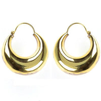 Load image into Gallery viewer, Ohrringe Creolen Sichel dick glänzend Messing Brass antik golden Tribal nickelfrei Piercing Bronze
