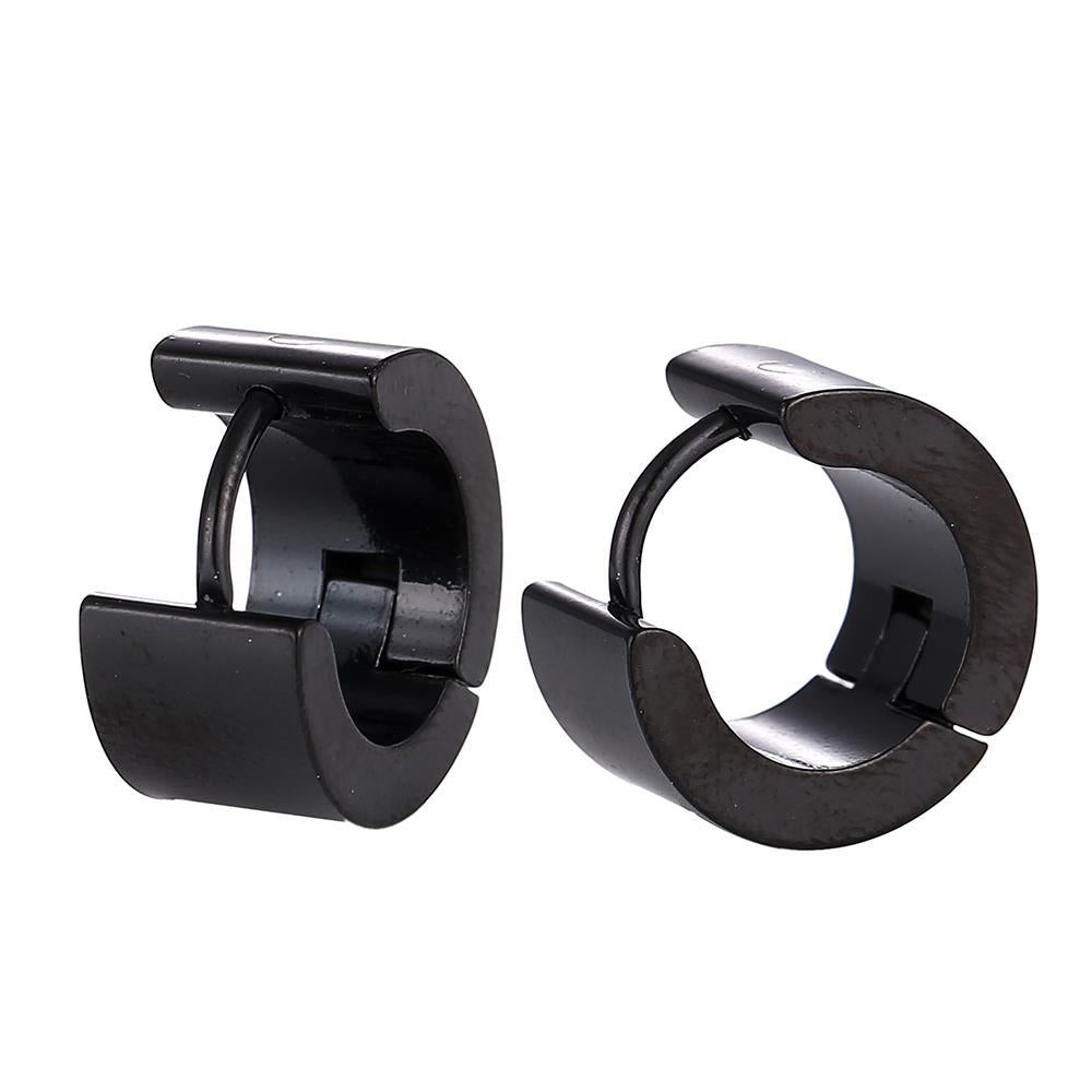 Edelstahl Creolen Ohrring Klippverschluss schlicht schwarz 10 mm