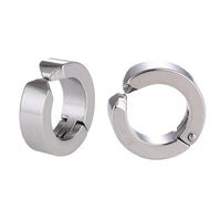 Load image into Gallery viewer, Edelstahl Creolen Ohrring Klippverschluss schlicht silberfarben
