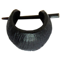 Load image into Gallery viewer, Holz Pin Ohrringe Creolen breit schwarz raue Oberfläche Rillen 16 mm
