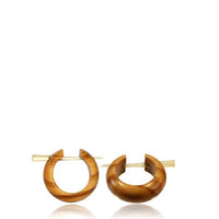 Cargar imagen en el visor de la galería, Holz Pin Creolen Olivenholz Horn-Pin hell gemasert handgefertigt
