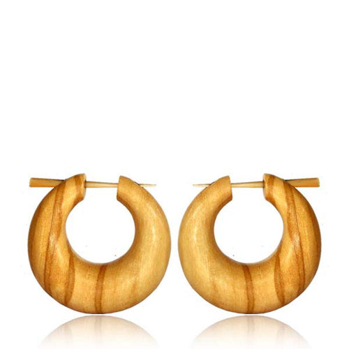 Holz Pin Creolen Olivenholz Horn-Pin hell gemasert handgefertigt