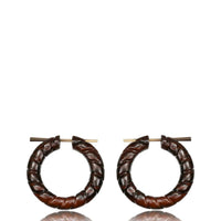 Cargar imagen en el visor de la galería, Holz Pin Creolen Narraholz Horn-Pin dunkelbraun gemasert handgefertigt groß
