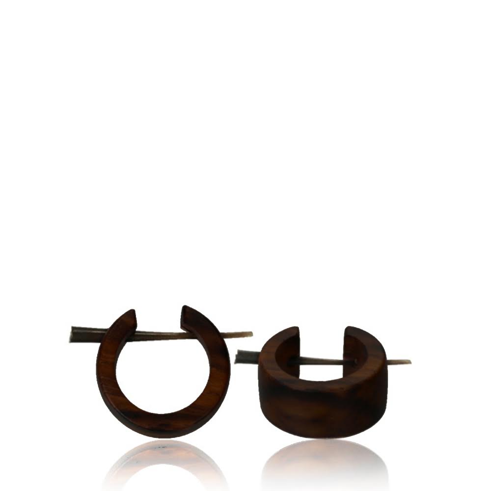 Narraholz Pin Creolen handgeschnitzt breiter Ring Horn Pin Ohrringe 15 mm