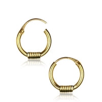 Load image into Gallery viewer, Brass Ohrringe Creolen antik golden Hoops zwei Größen
