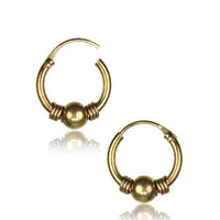 Load image into Gallery viewer, Brass Ohrringe Creolen antik golden Hoops zwei Größen
