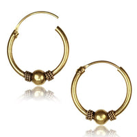 Load image into Gallery viewer, Brass Ohrringe Creolen antik golden Hoops zwei Größen
