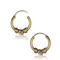Load image into Gallery viewer, Brass Ohrringe Creolen antik golden Hoops zwei Größen
