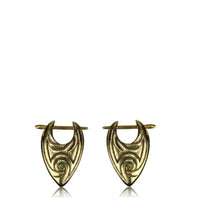 Cargar imagen en el visor de la galería, Pin Creolen Messing Brass antik golden verziert handgefertigt Ohrringe
