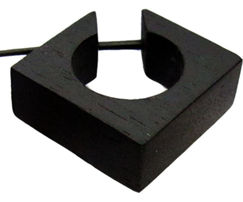 Holzcreolen Karo ca. 35 mm Ohrring Pin Creolen schwarz Loch rund Tribal Organic