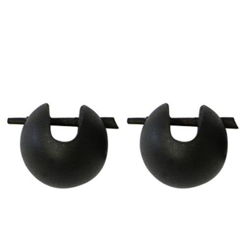 Holzcreolen, Hart-Holz, ca. 1,1 cm Ø, schwarz, Ohrringe
