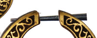 Cargar imagen en el visor de la galería, Holz Pin Creolen 30mm Ohrringe gold bemalt dunkel
