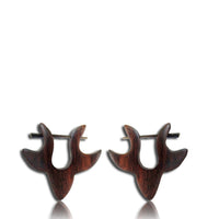 Cargar imagen en el visor de la galería, Ohrringe Narraholz Holz Creolen Horn Pin Stick Hirsch
