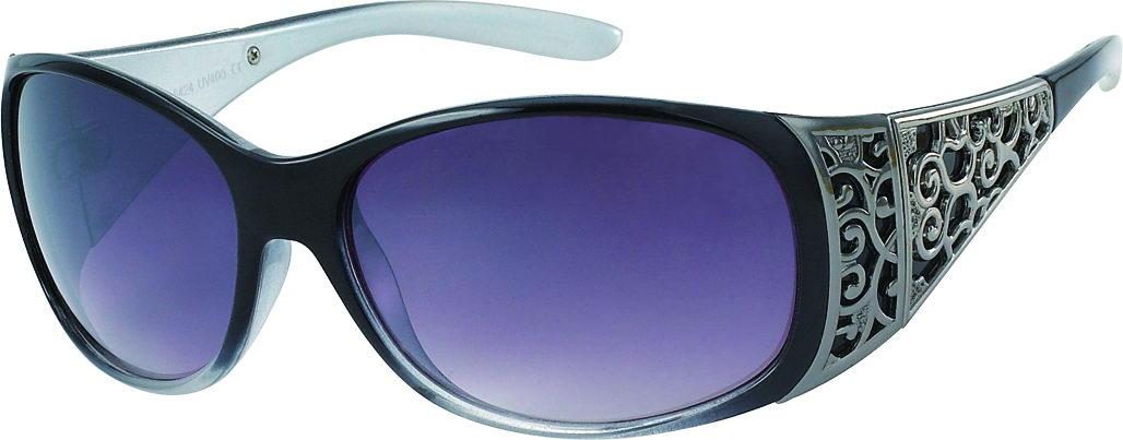 Sonnenbrille Damen Designer Brille Glamour Style getönt 400UV schwarz grau Scharnier Ornamente Muster Brille Nerd  Pilotenbrille