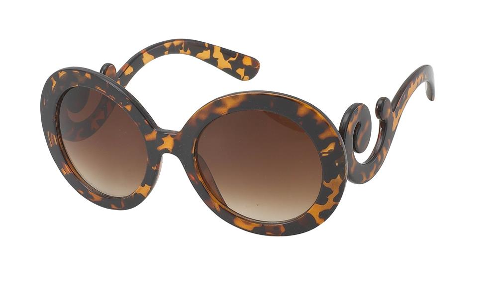 Sonnenbrille Damen rund Glamour Brille getönt 400UV gemustert braun Spirale Hippie Designer