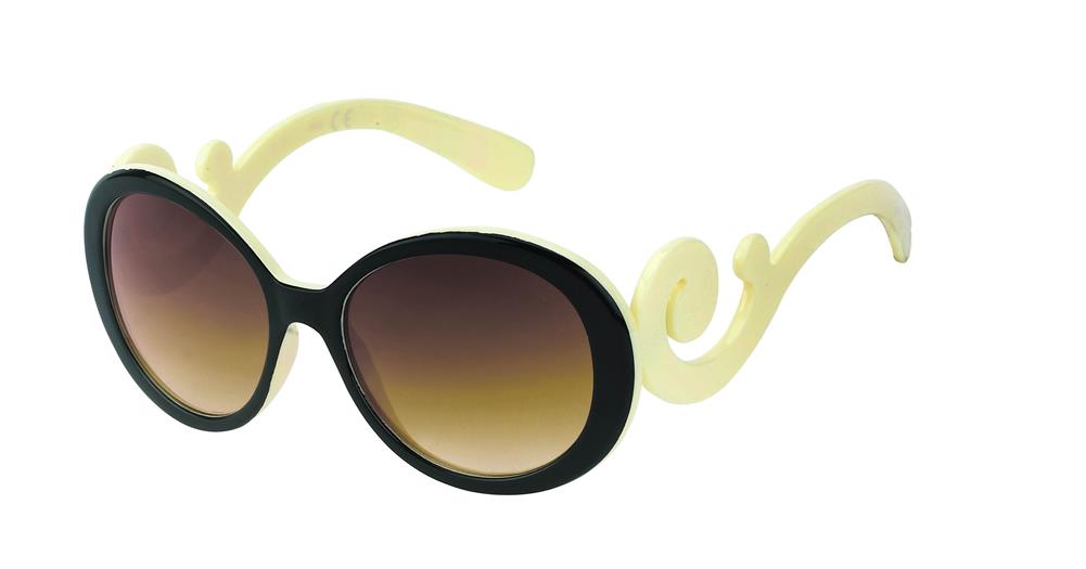 Sonnenbrille Damen rund Glamour 400UV braun schwarz weiß Spirale Vintage getönt Hippie Designer