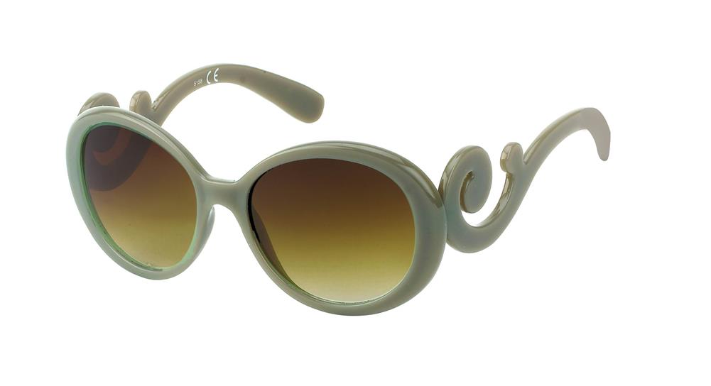 Sonnenbrille Damen rund Glamour getönt 400UV braun beige Spirale Vintage Hippie Designer
