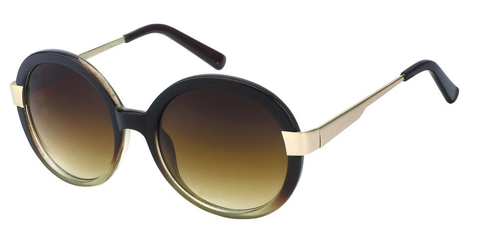 Sonnenbrille Damen rund dick Vintage Glamour getönt 400UV Metallbügel zweifarbig John Lennon