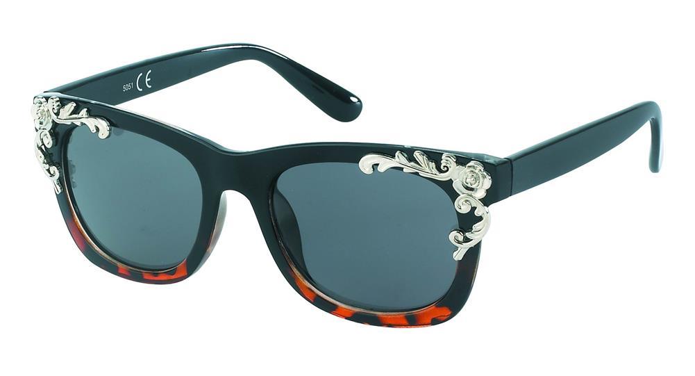 Sonnenbrille Damen 400 UV Nerdbrille  getönt Rosenornamente Vintage