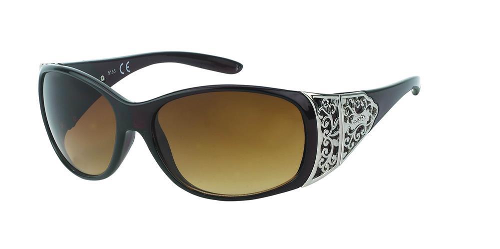 Sonnenbrille Damen Glamour getönt 400UV Metallornament Bügel oval groß