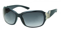 Cargar imagen en el visor de la galería, Die Sonnenbrille Damen Glamour getönt 400UV Schmetterlinge Bügel oval groß besticht mit schwarzem Oversize-Design, dunklem Verlaufsglas, UV-Schutz 400 und metallischer Schmetterlingsdeko – perfekt für stilbewusste Auftritte.
