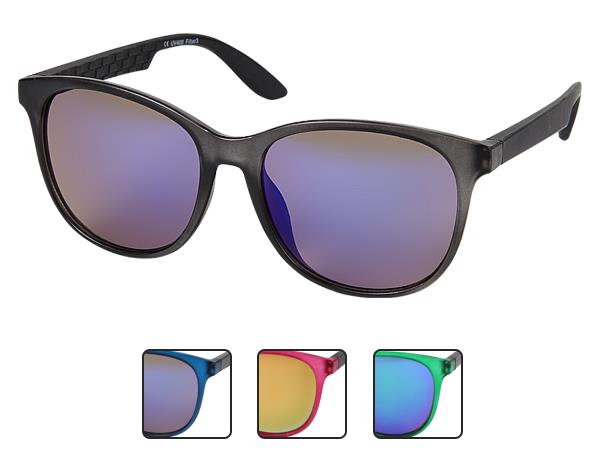 Sonnenbrille Nerd Brille verspiegelt Bügel eckig 400 UV grün pink blau