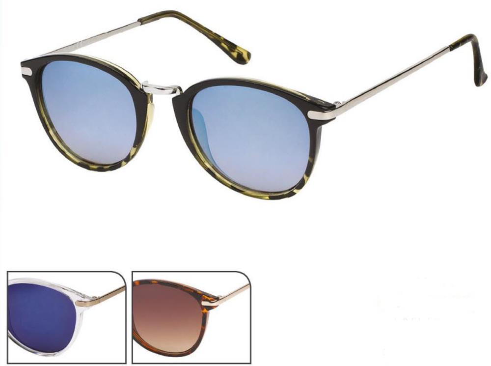 Sonnenbrille Panto Retro 400 UV Steg hoch rund Metall Bügel Bügelkappen