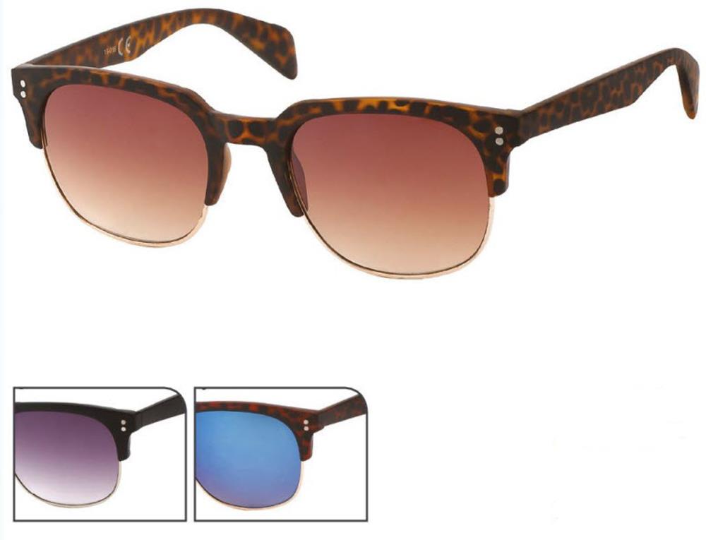 Sonnenbrille Metall 400 UV breit Bügel Steg Gläser trapezförmig Pünktchen Print