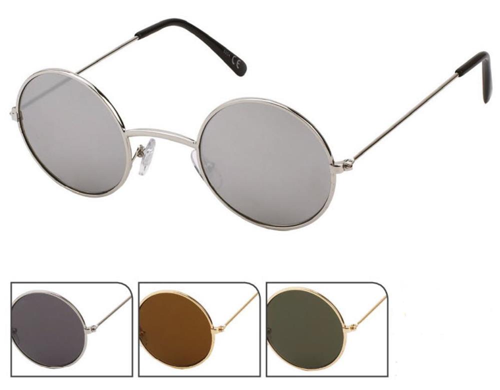 Sonnenbrille Round Glasses John-Lennon-Style 400 UV Metall getönt langer Steg