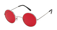 Load image into Gallery viewer, Sonnenbrille Round Lennon-Style 400 UV Metall getönt langer Steg rot rosa lila
