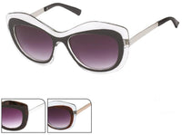 Cargar imagen en el visor de la galería, Sonnenbrille Damen wellige besondere Form 400 UV Metallbügel lila getönt
